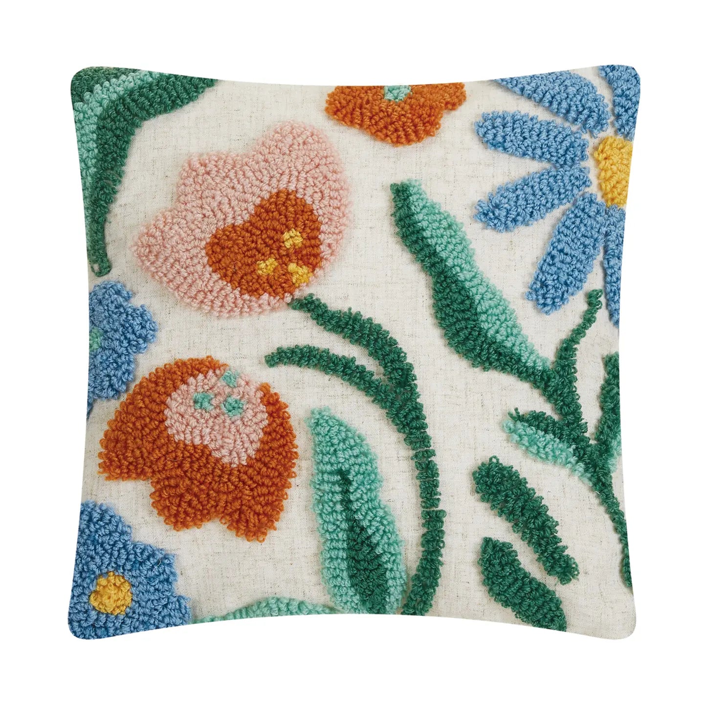 Rainbow Florals Tufted Pillow