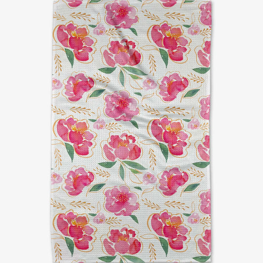 Geometry "Pink Peony" Tea Towel
