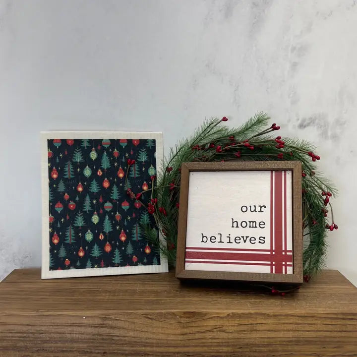 Reusable Paper Towel "Christmas Trees & Ornaments"
