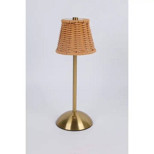 Rechargeable Rattan & Gold Led Lamp