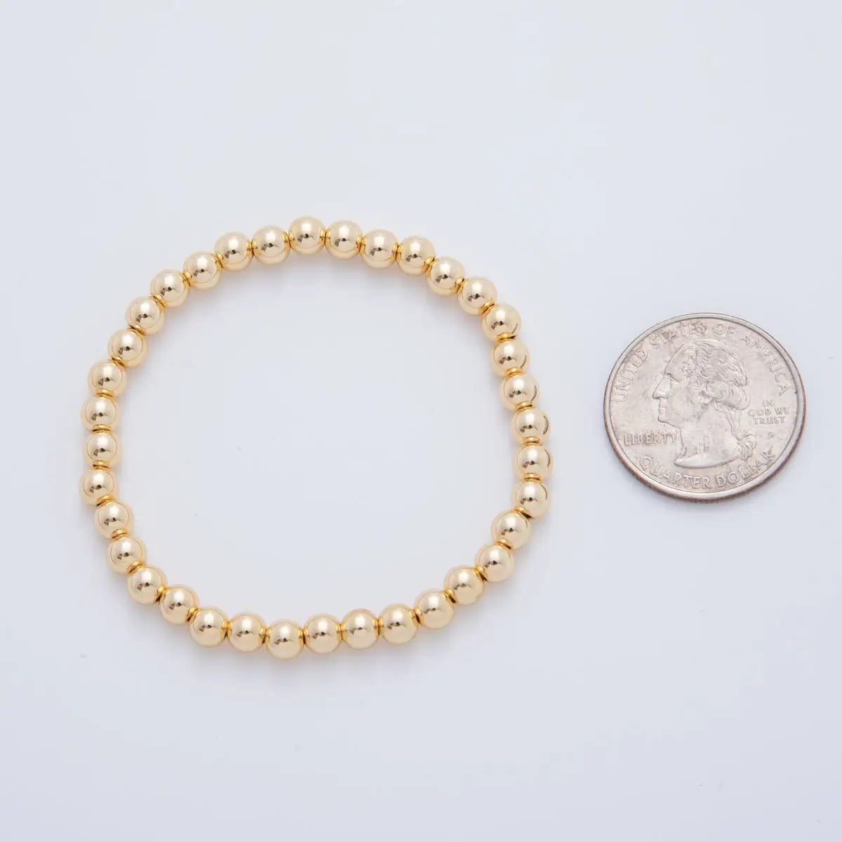 Gold Filled Ball Stretch Bracelet, 5mm. 6.25"