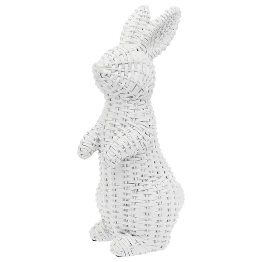 White Wicker Resin Standing Bunny
