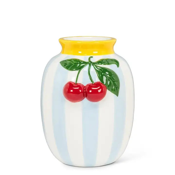 Striped Vase with Cherries