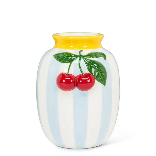 Striped Vase with Cherries