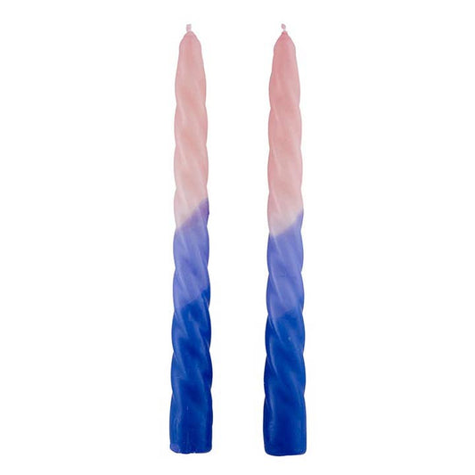 Candle - Pink-Light Blue-Blue - Set of 2 Tapers