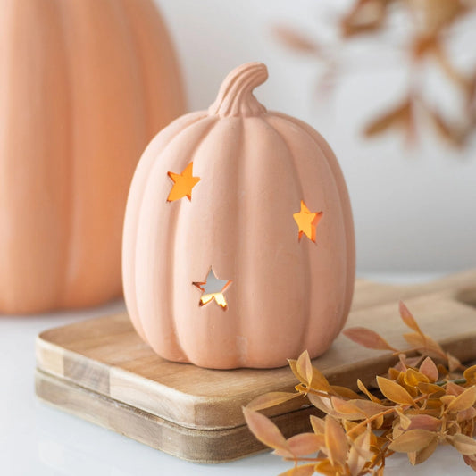 Terracotta Fall and Halloween Pumpkin Tealight Holder