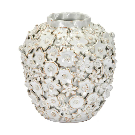 Ceramic Vase, Small White Floral (Pre-Order)