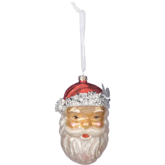 Glass Santa Face Ornament