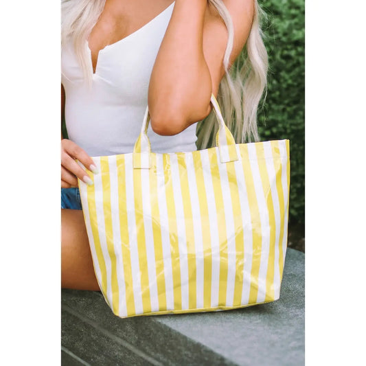 Striped Tote Bag, Yellow & White