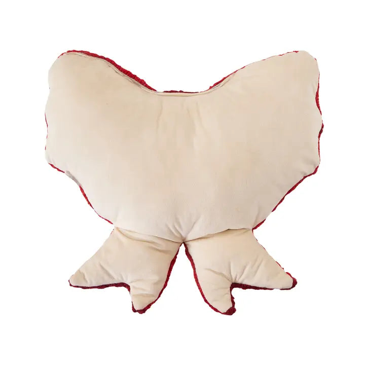 Holiday Pillow, Shaped Red & White Bow Hook