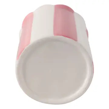 Pencil Cup, Pink/Ivory Striped Scallop