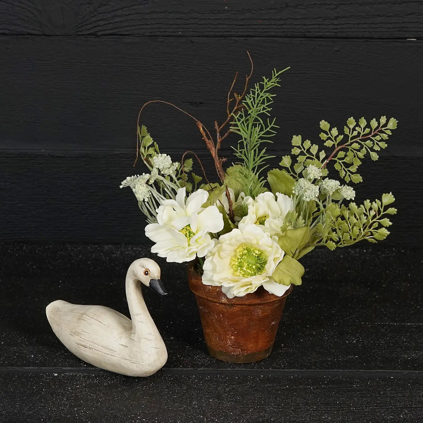 Cosmos and Poppies with Greenery Pot