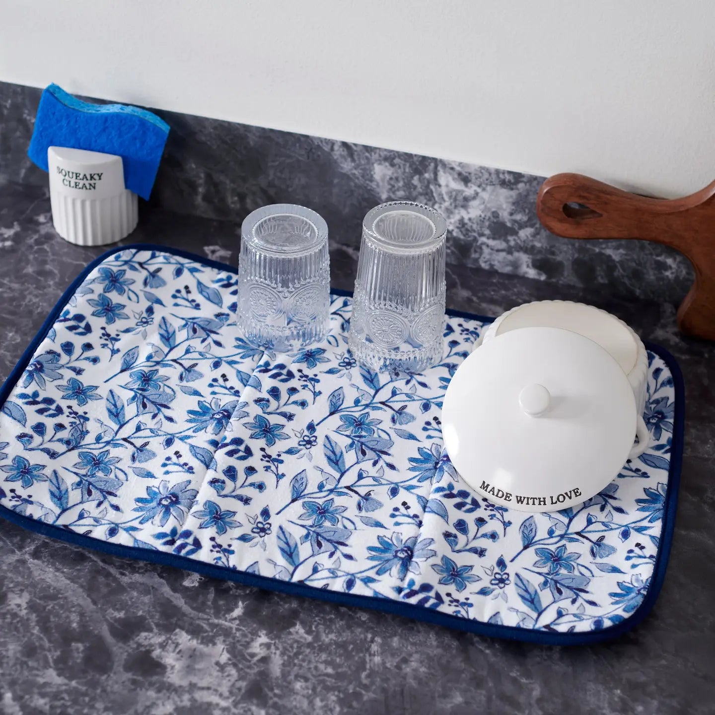 Drying Mat "Blue Florals"