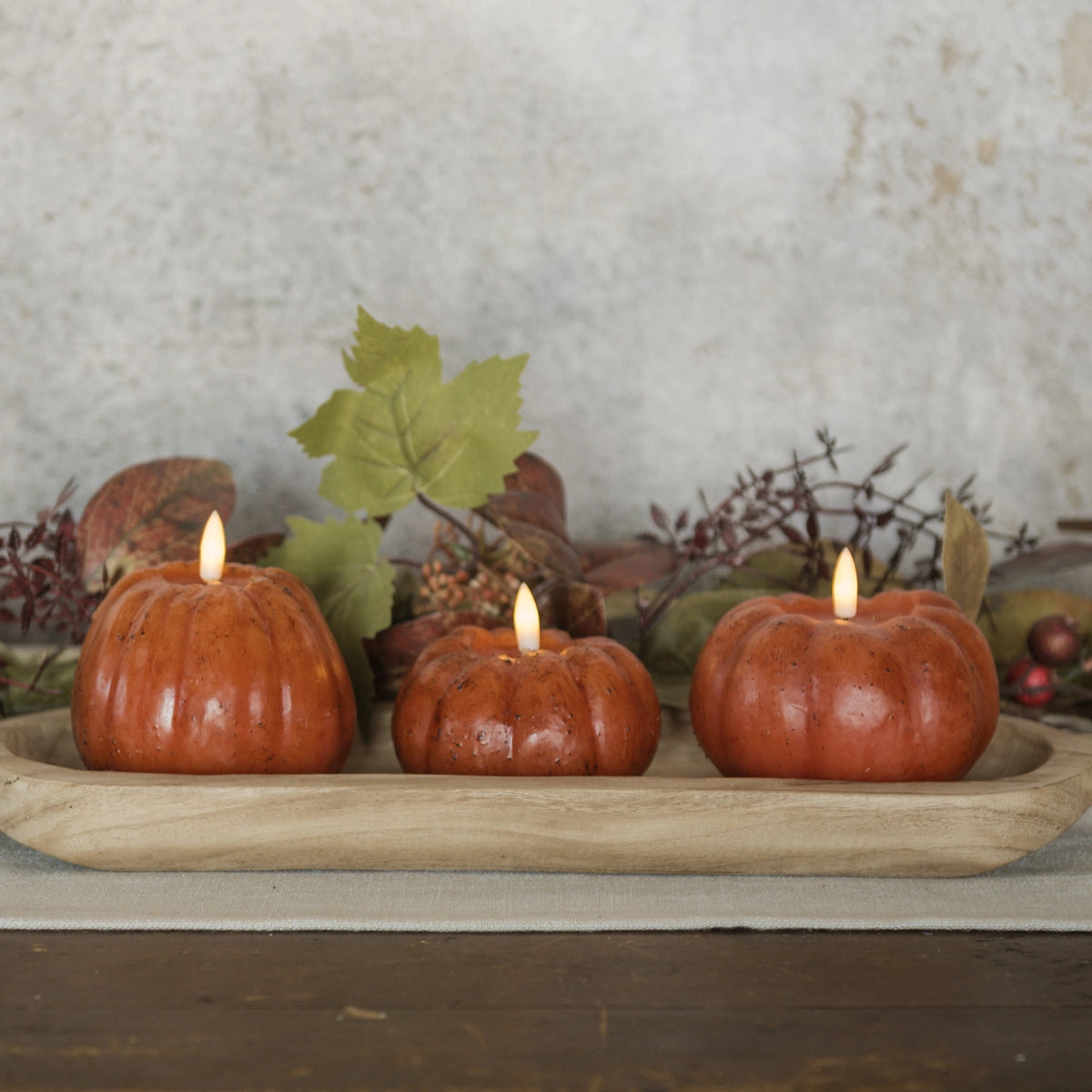 Orange 3D Flame Short Pumpkin Candle