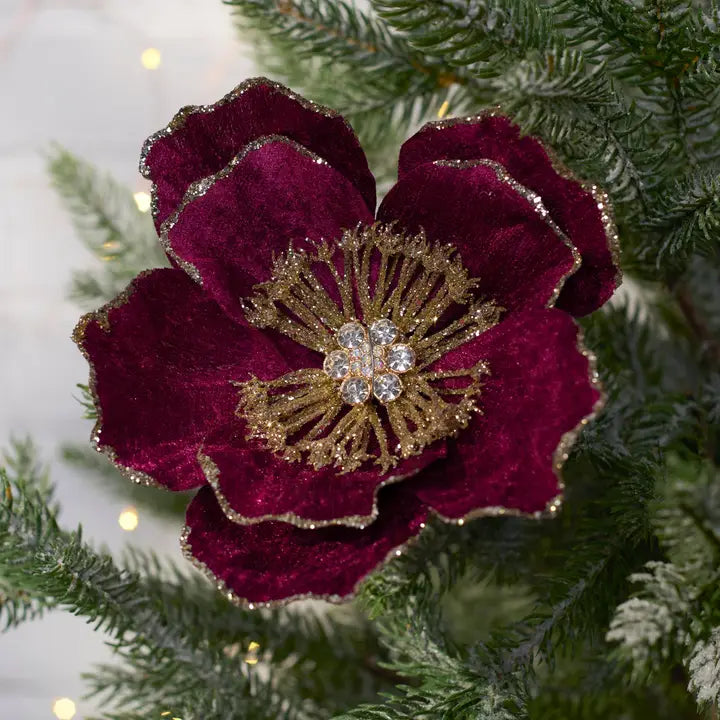 Burgundy Flower Clip