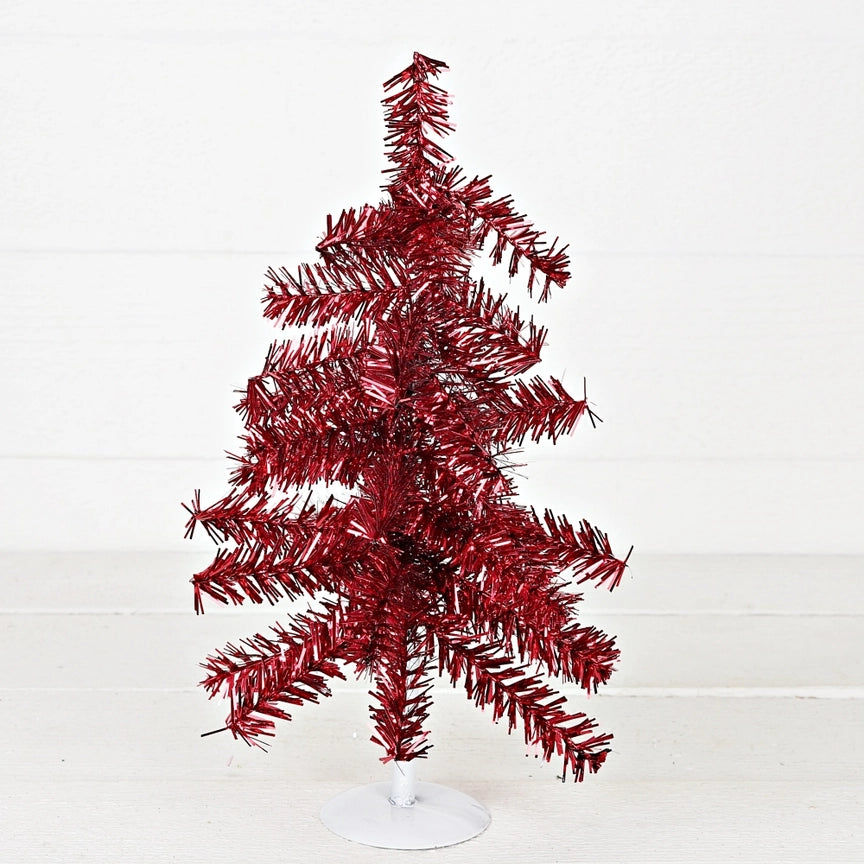 Glittered Tinsel Tree- Red