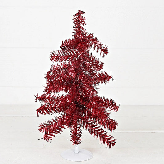 Glittered Tinsel Tree- Red
