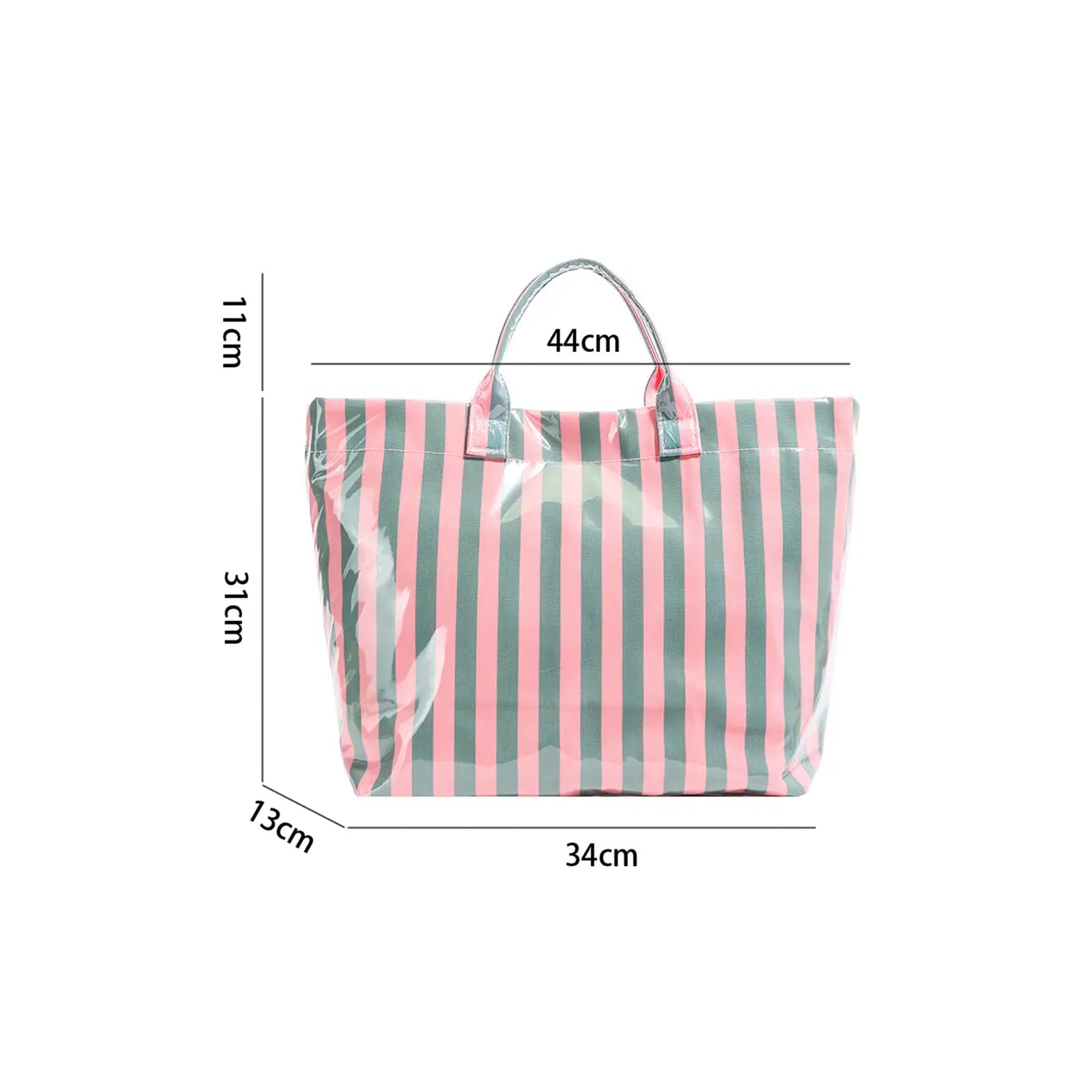 Striped Tote Bag, Green & Pink