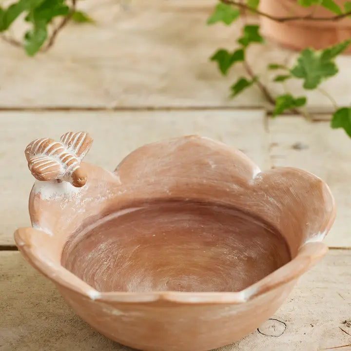 Terracotta Flower Bird Feeder with Bee