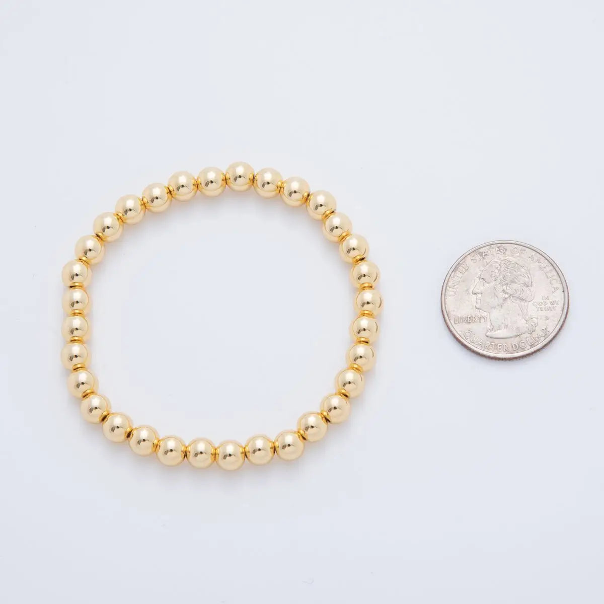 Gold Filled Ball Stretch Bracelet, 6mm 7"