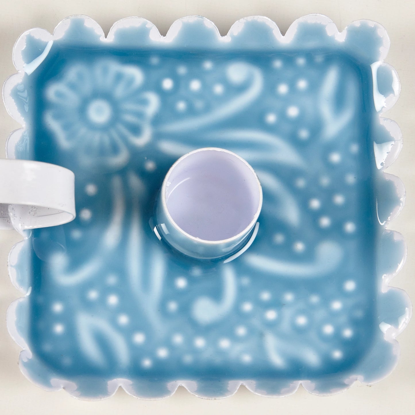Blue Floral Candle Holder