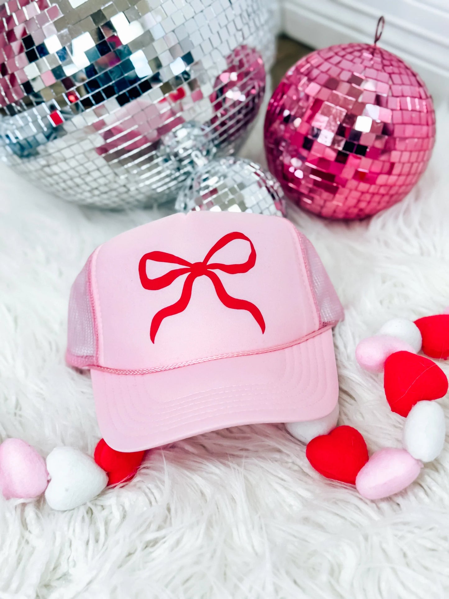 Valentine's Hat, Pink with Red Bow