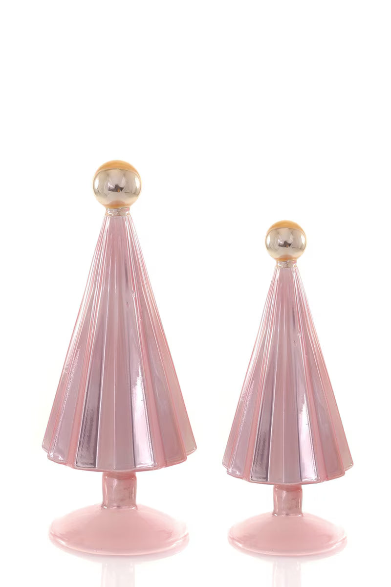 Pleated Tree Small- Set of 2- Light Pink and Gold