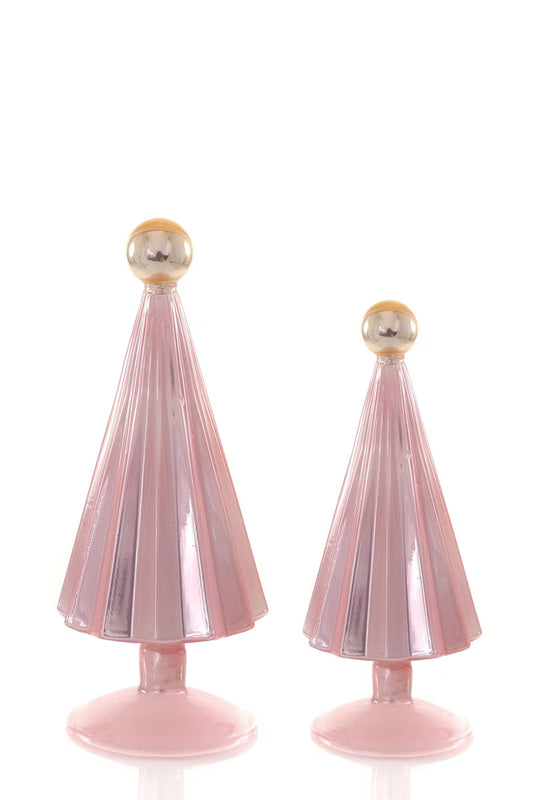 Pleated Tree Small- Set of 2- Light Pink and Gold