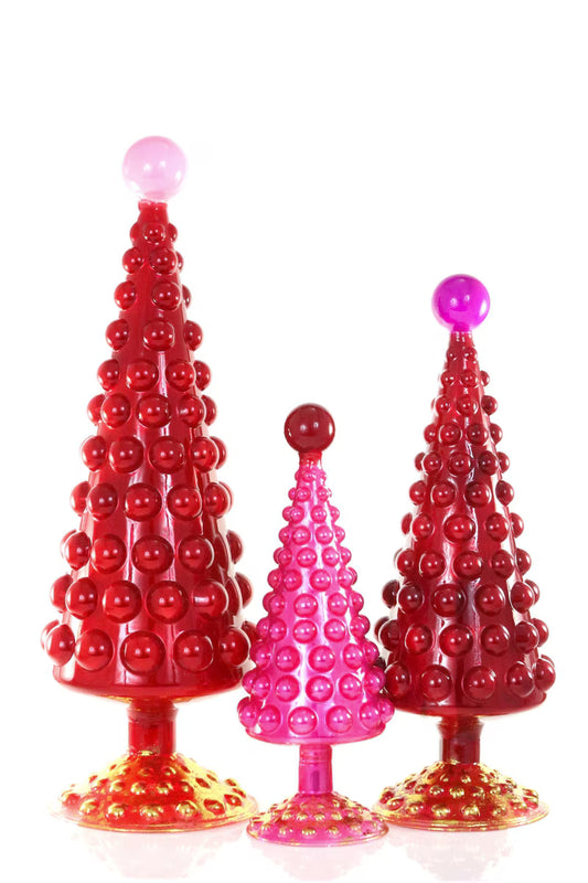 Midcentury Modern Hobnail Trees- Red