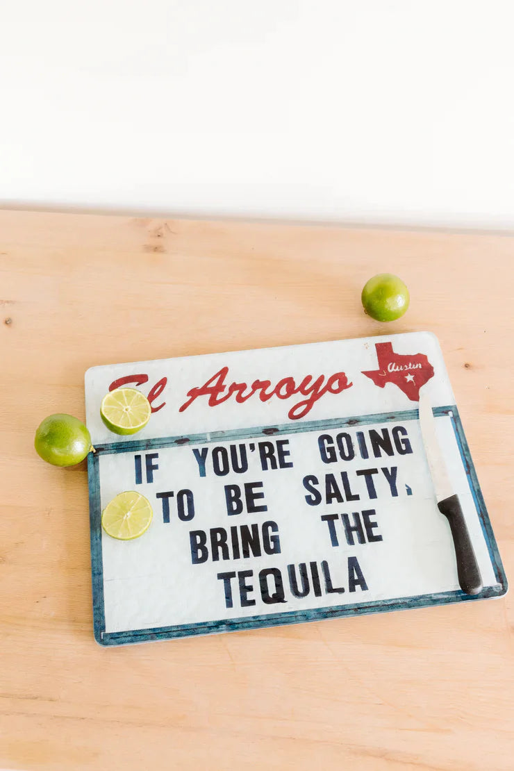 El Arroyo "Be Salty" Large Tempered Glass Cutting Board