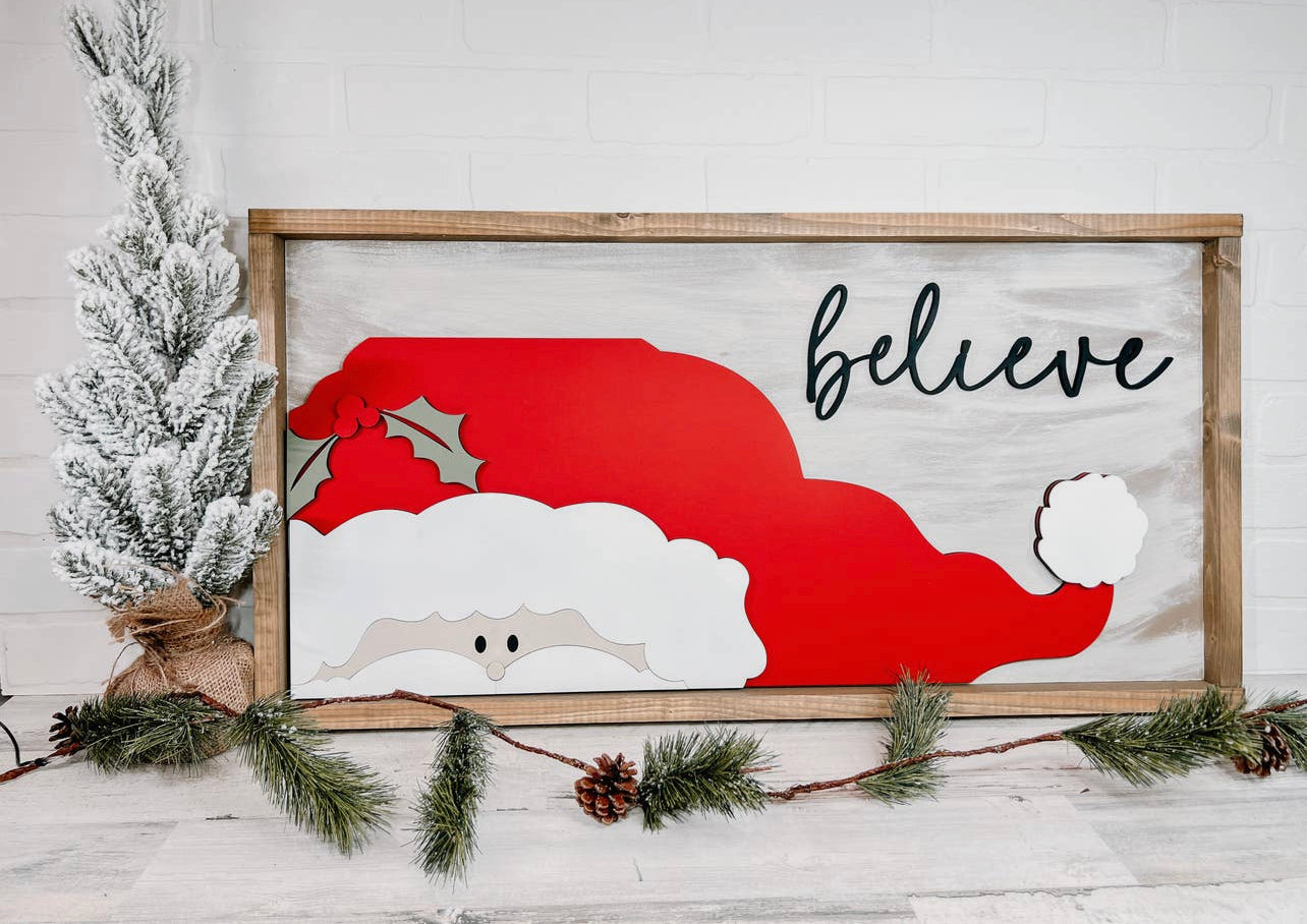 Holiday “Believe Santa Claus” Sign