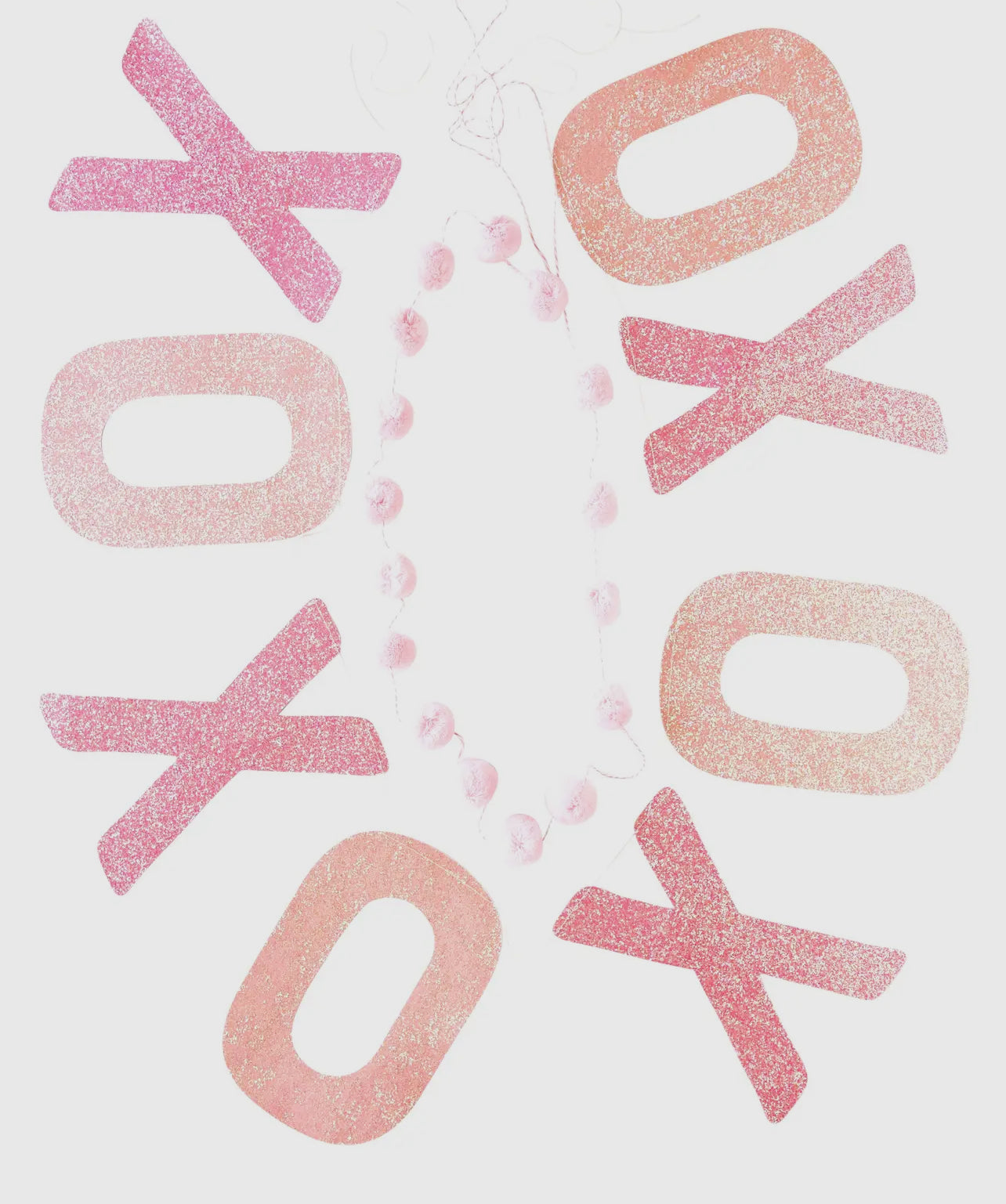 Valentine “XXOO” Glitter & Pom Banner