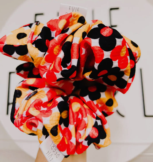 KC “Red Flower” Oversized Scrunchie