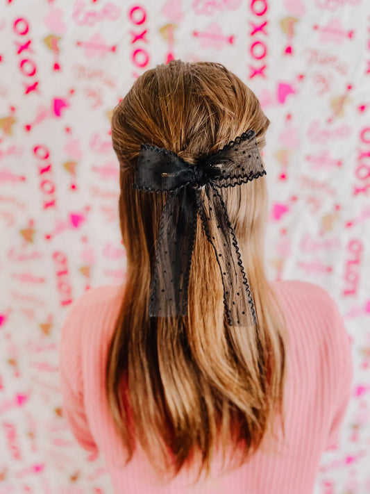 Valentine “Black Dot” oversized hair bow