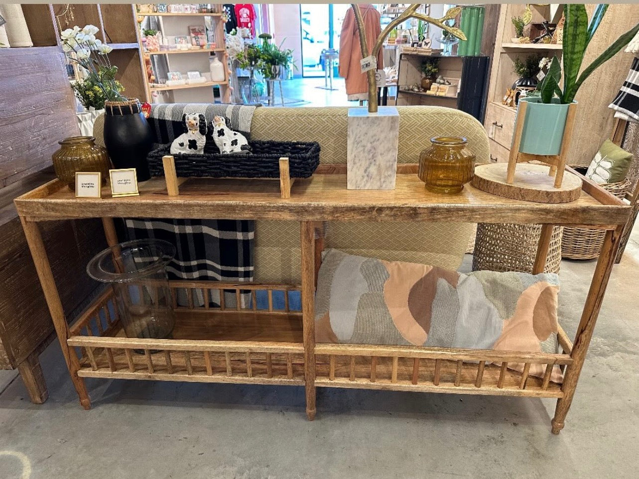 Mango Wood Console Table with Shelf