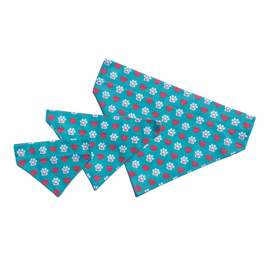 Pet Bandana "Teal KC Paws and Hearts" by PawsAbilities