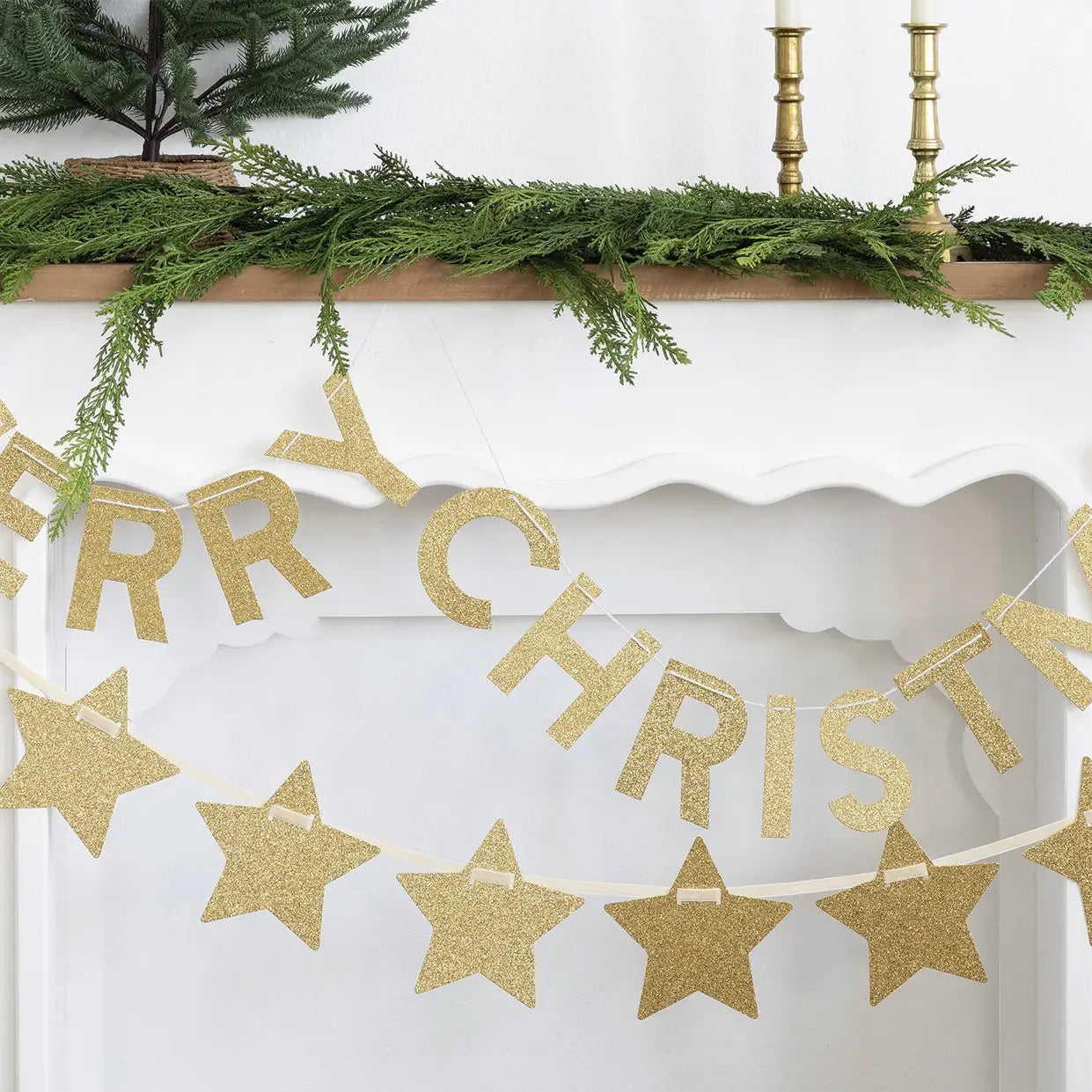 Chunky Gold Glitter Merry Christmas Banner