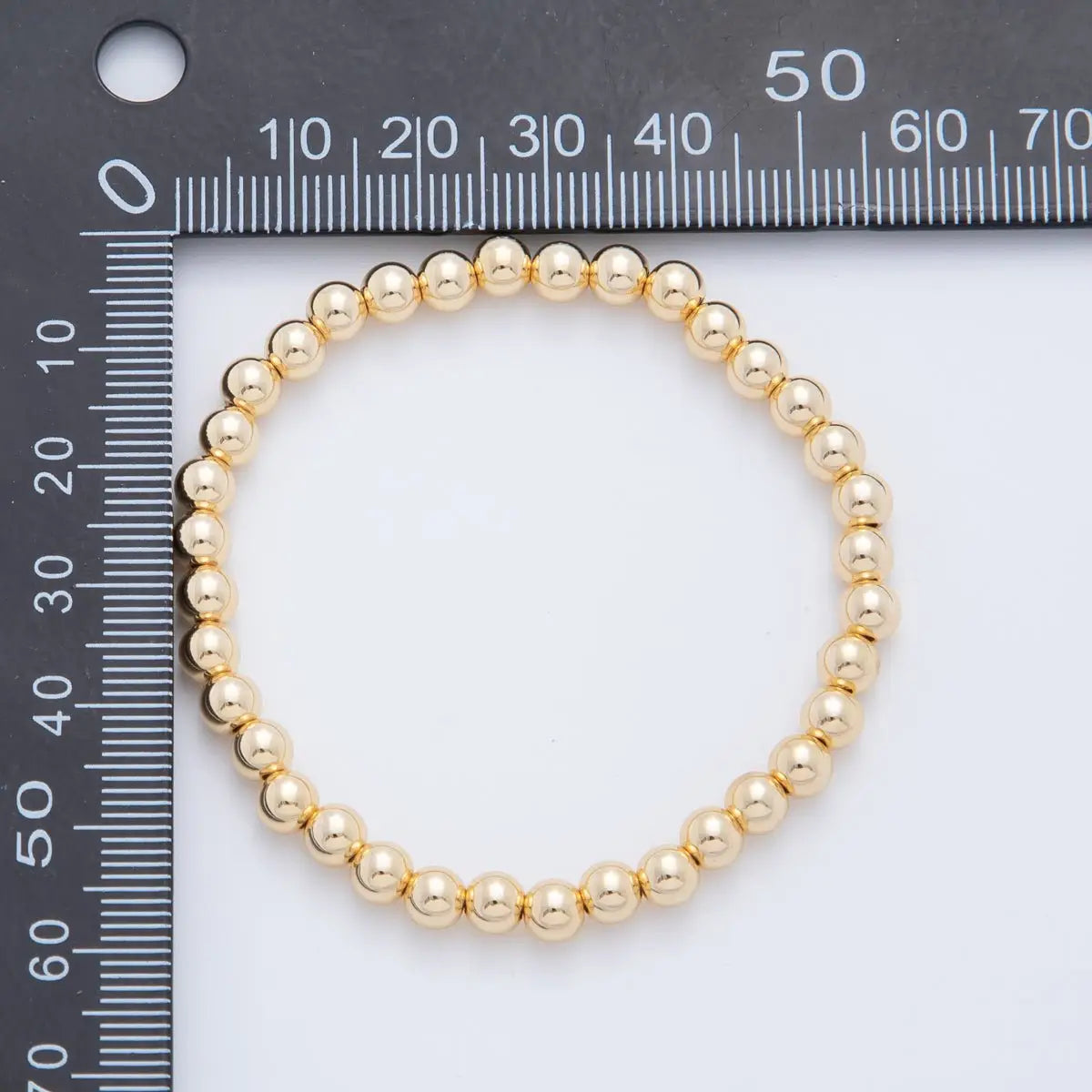 Gold Filled Ball Stretch Bracelet, 5mm. 6.25"