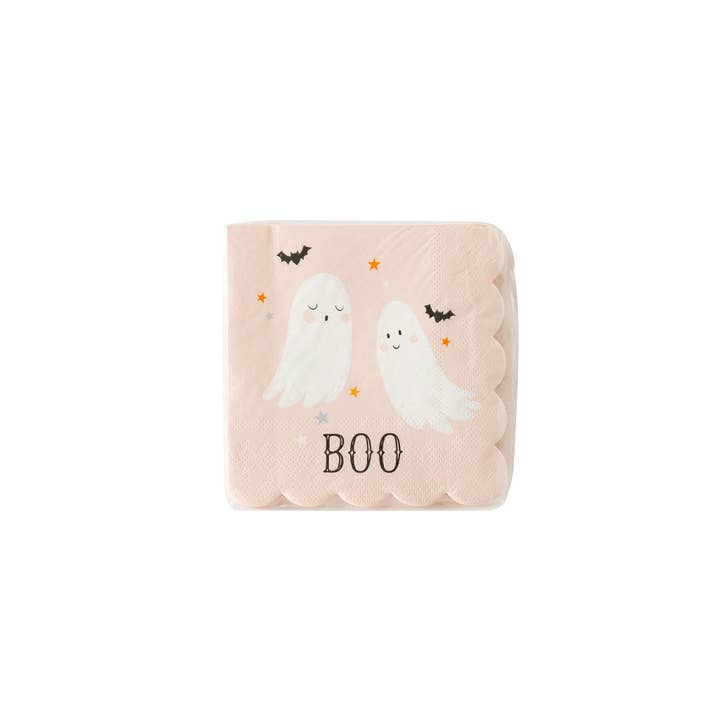 Paper Cocktail Napkins, "Boo" Ghosts, Set of 24