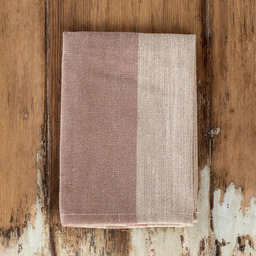 Woven Linen Napkin, Striped Dusty Rose