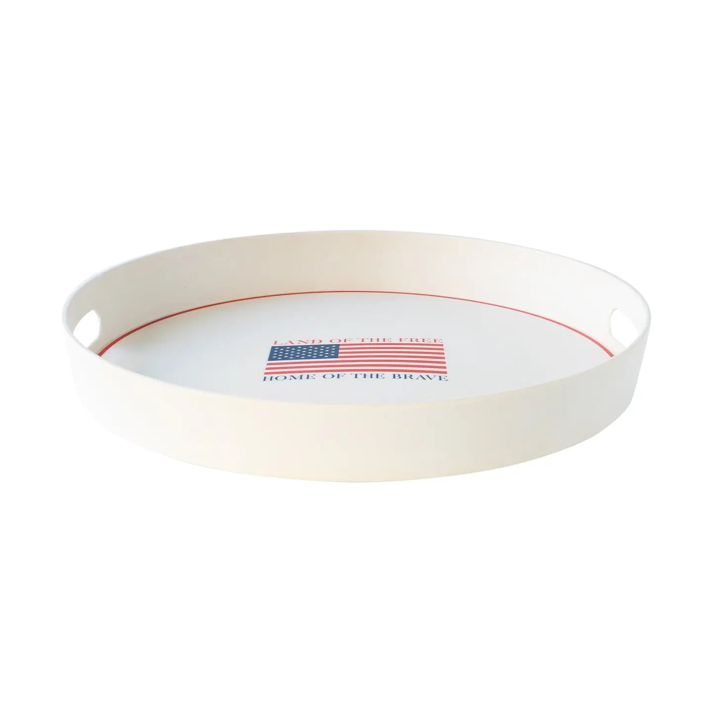 Reusable Bamboo Round Serving Tray "Land of the Brave"