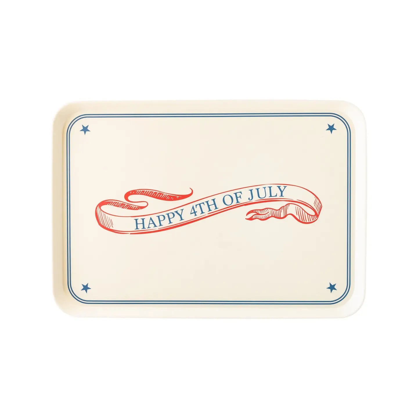 Reusable Bamboo Serving Tray "Happy 4th of July"