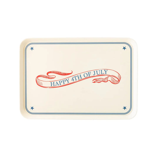 Reusable Bamboo Serving Tray "Happy 4th of July"