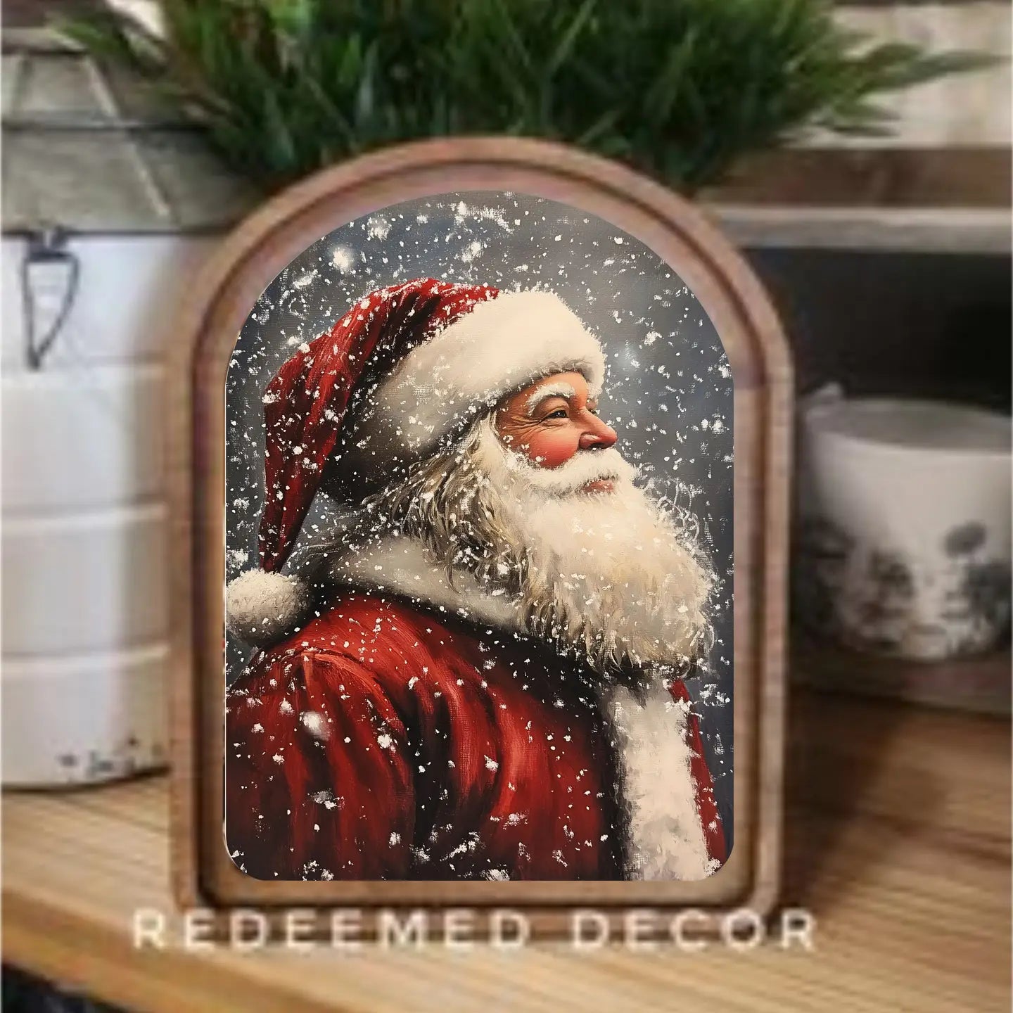 Framed Art "Arch Top Antique Santa"