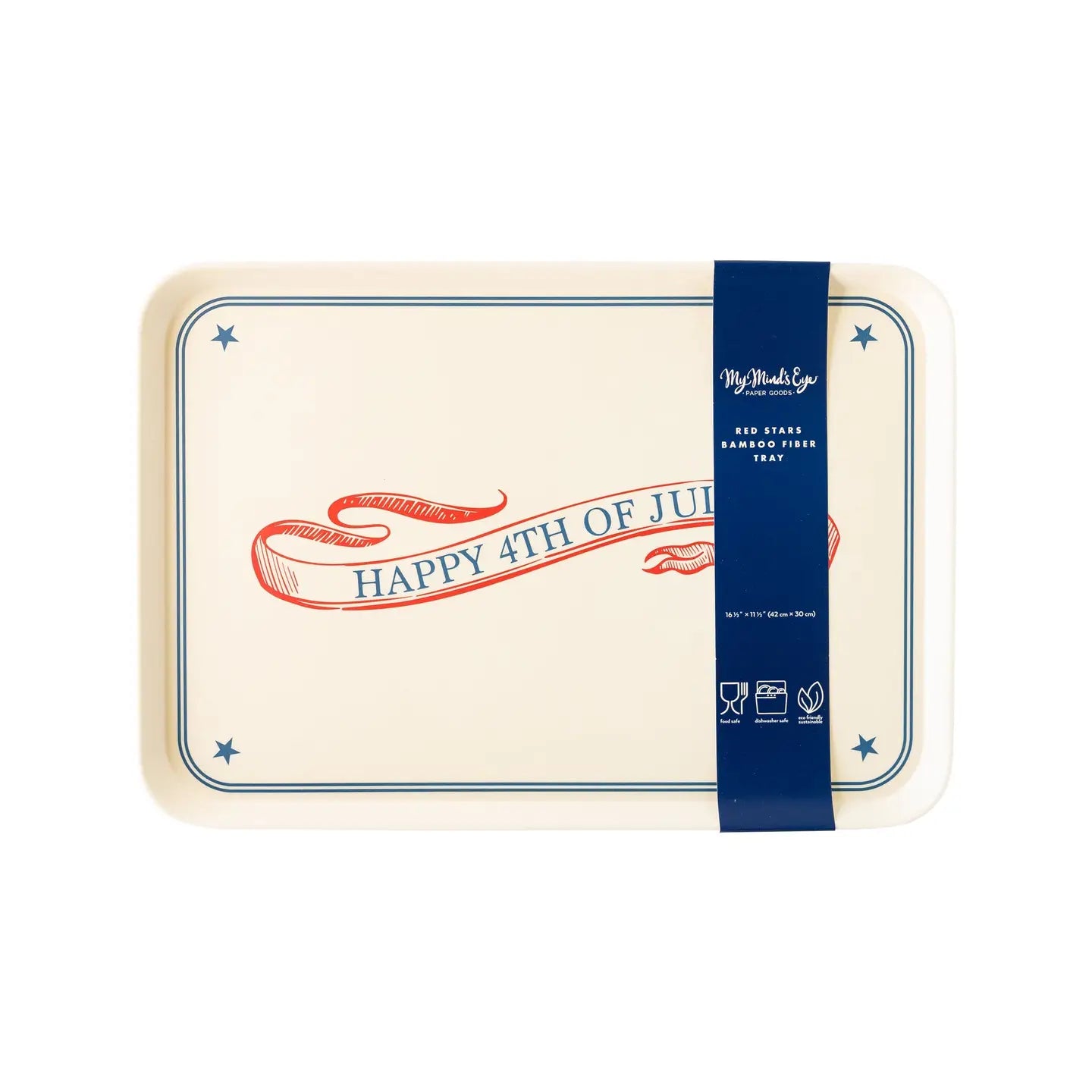 Reusable Bamboo Serving Tray "Happy 4th of July"