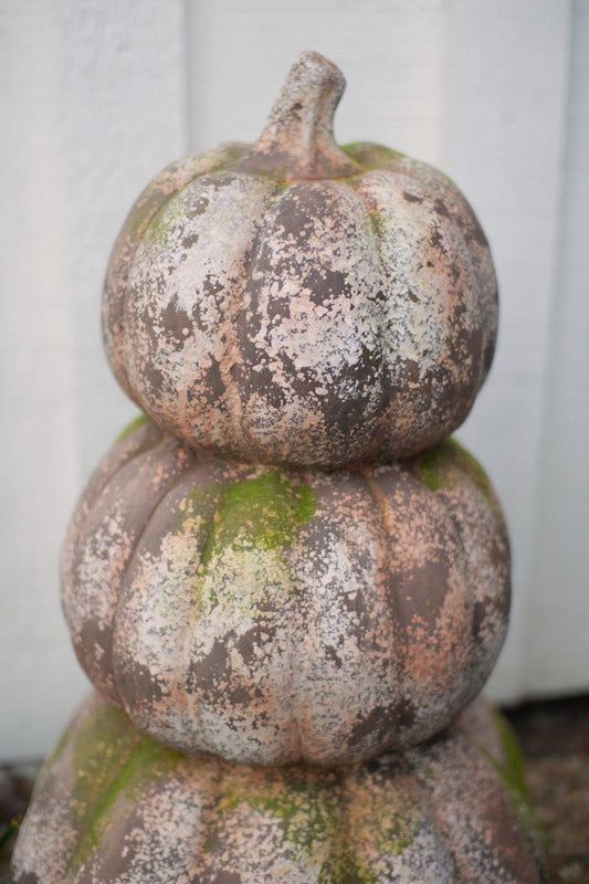 Three Stacked Faux Concrete Pumpkins (ships in 7 days).