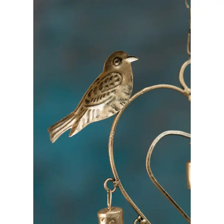 Heart Windchime with Birds & Bells