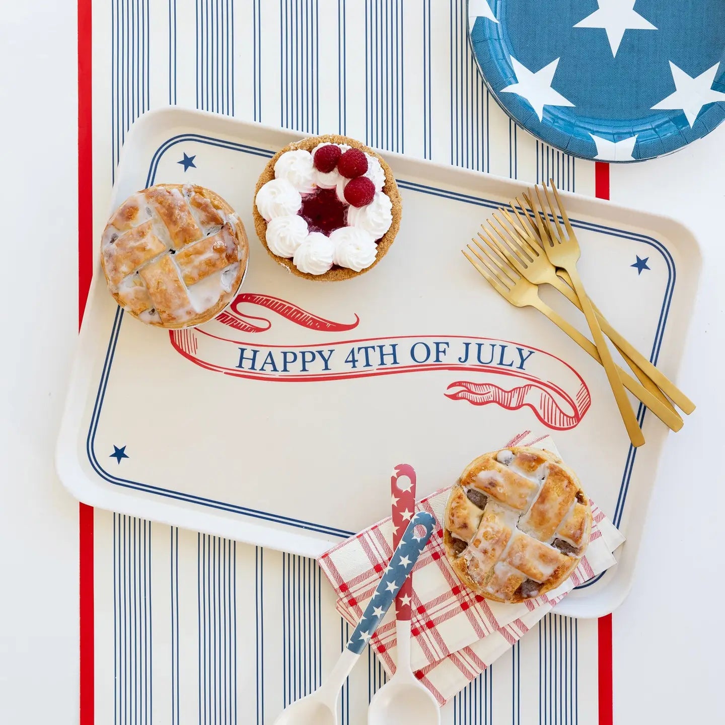 Reusable Bamboo Serving Tray "Happy 4th of July"