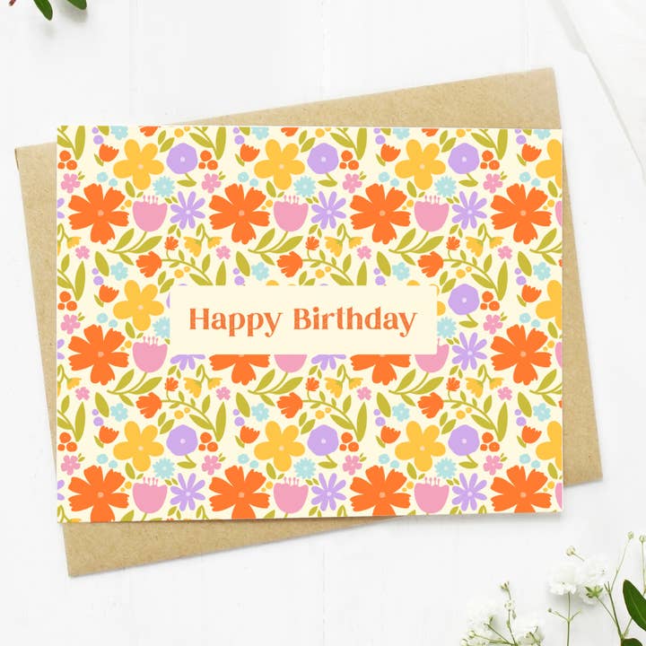 Greeting Card, Happy Birthday Floral