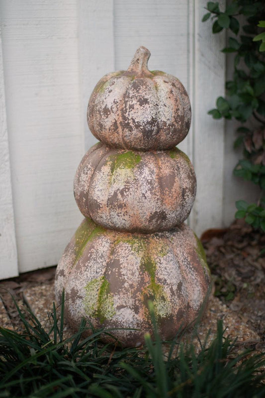 Three Stacked Faux Concrete Pumpkins (ships in 7 days).